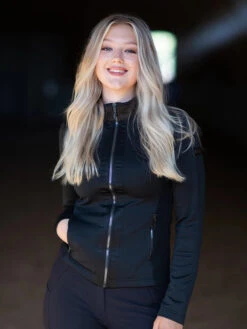 Equestrian Stockholm Fleece Jacket All Black Glimmer -Equestrian Supplies black glimmer riding jacket ridjacka reitjacke rij jas hov
