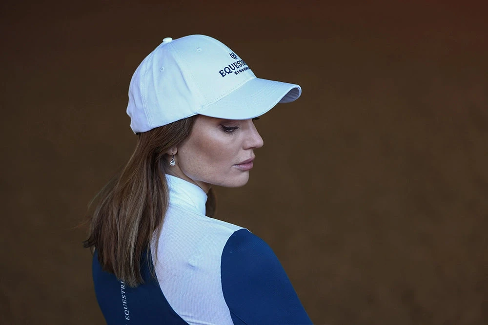 Equestrian Stockholm Cap White Blue Meadow 6 Equestrian Stockholm Cap White Blue Meadow - Image 4