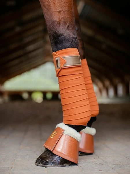 Equestrian Stockholm Fleece Bell Boots Bronze Gold 6 Equestrian Stockholm Fleece Bell Boots Bronze Gold - Image 4