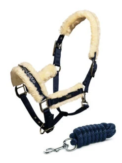 Equestrian Stockholm Fleece Headcollar & Lead Navy -Equestrian Supplies image f0e5efb6 18fb 4834 a160 5c1d235dbebf