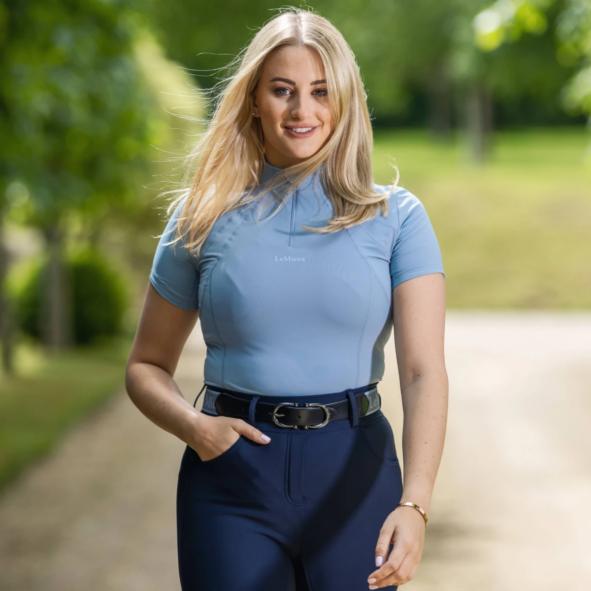 LeMieux Mia Mesh Short Sleeve Base Layer Denim 4 LeMieux Mia Mesh Short Sleeve Base Layer Denim - Image 2