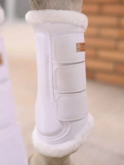 Equestrian Stockholm Fleece Brushing Boots White Moonless Night -Equestrian Supplies moonless night white brushing boots benskydd gamaschen beenbeschermers on3